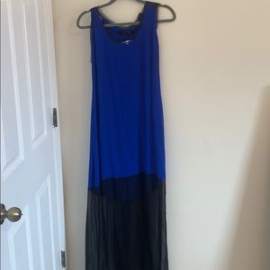 Blue maxi dress with sheer bottom half